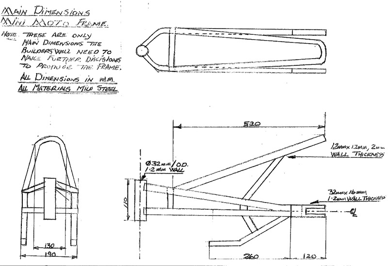 Mini Moto Frame Dimensions 1