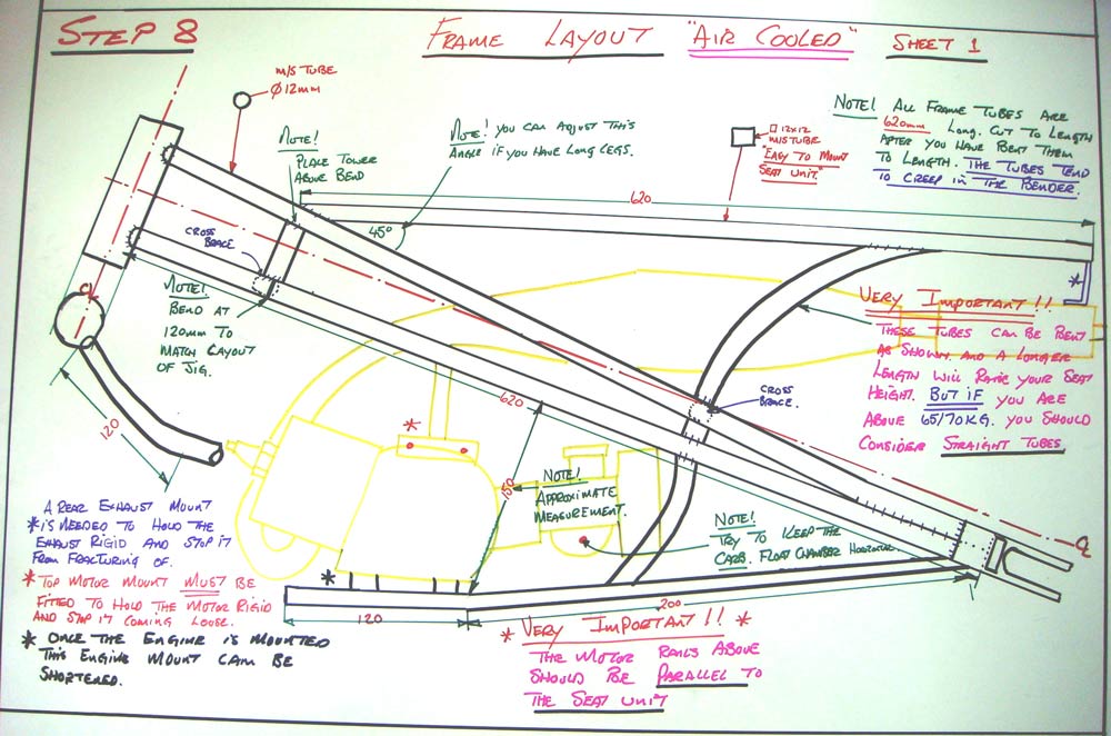 Minibike Plans - Step 8 - Frame Layout Air Cooled 1